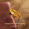 Qian Duoduo Copper Coin & Ice Design Women's Luxury Gold Ring