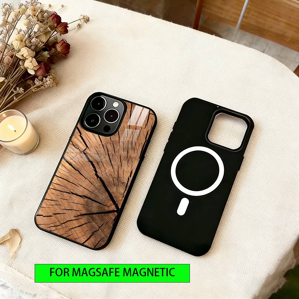 Natural Wood Phone Case For iPhone17,16,15,14,13,12,11 Plus,Pro Magnetic with Magsafe Wireless Charging