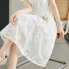 Skeleton Dress Female Summer Short-sleeved Loose V-neck French High-waisted Skirt