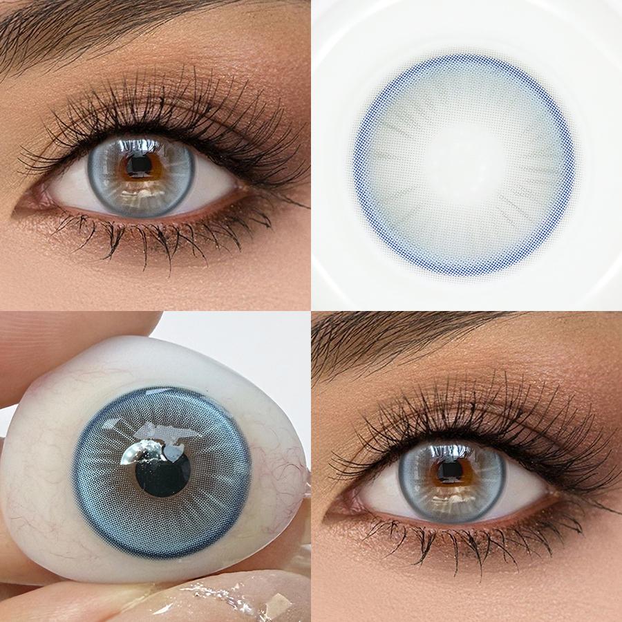 FreshLady 2pc 14.5mm Yearly Colored Contact Lenses, Soft Hydrogel Beauty Lens for Natural Brown/Blue/Grey Eyes