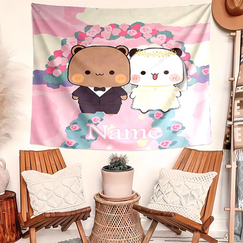 Personalized Bubu Dudu Background Tapestry,Custom Name Birthday Party,Multifunctional Wall Decoration for Home Decor,Various Occasions