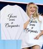 Jesus Was A Carpenter TShirt Sabrina Carpenter Fans ONeck Short Sleeve Shirts Tshirt Flower Printed Short Sleeve Streetwear