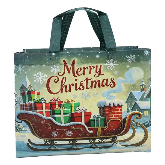Christmas Gift Bags Large Reusable Tote Bag with Handles Non-Woven Christmas Grocery Shopping Bag for Holiday Xmas Party Supplies