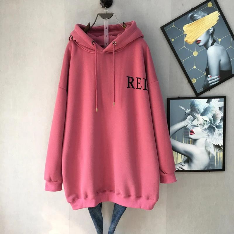 Damen Sweatshirt Oversize Kapuzenpullover Fleece Verdickt Locker Lässig Pullover Langarm Winter Sweatshirt Oberteil