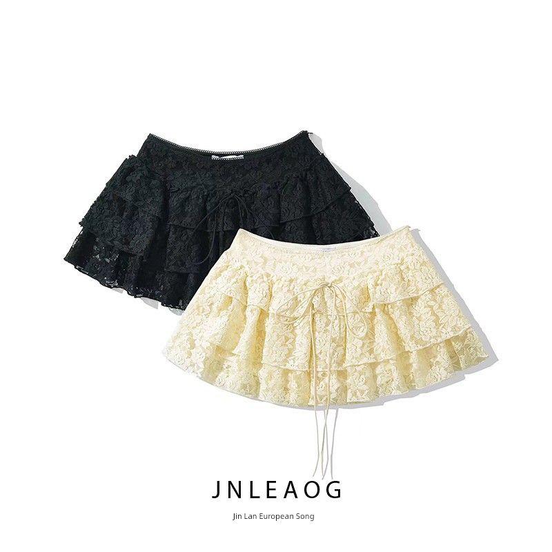 Jnleaog Autumn New Women's Clothing Fashion Style French Style Fashionable All-Match Casual Style Lace Skirt Culottes
