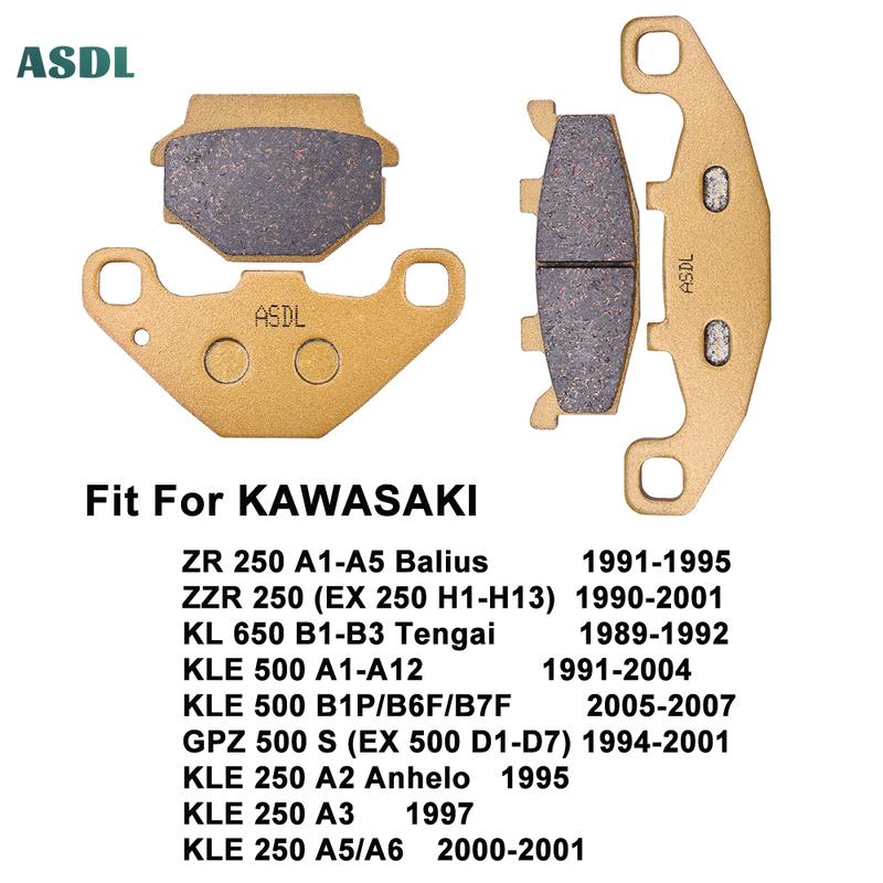 Motorcycle Front Rear Brake Pads for Kawasaki KLE250 ZR250 ZZR250 EX250 H1-H13 GPZ500 EX 500 D1-D7 KLE500 KL650 KLE 250 500