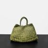 High-quality Solid Color Large-capacity Mother-child Handbag Pure Hand-woven Women's Bag Retro Fashionable Vegetable Basket Tote