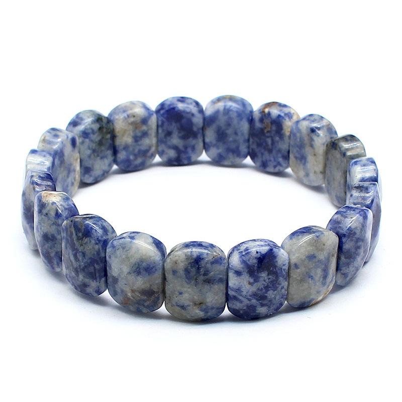 

1pc Natural Stone Square Beads Strand Bracelet Amethyst Rose Quartz Healing Crystal Bangle Jewelry for Women Men Gift