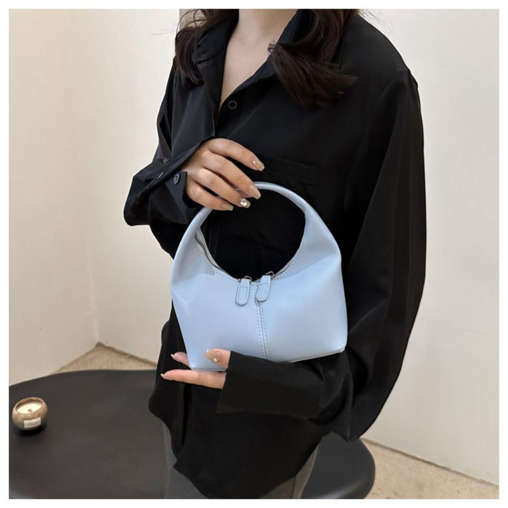 Candy Color Underarm Bag Small Bag Crescent Bag Casual Pu Leather Handbag  Students
