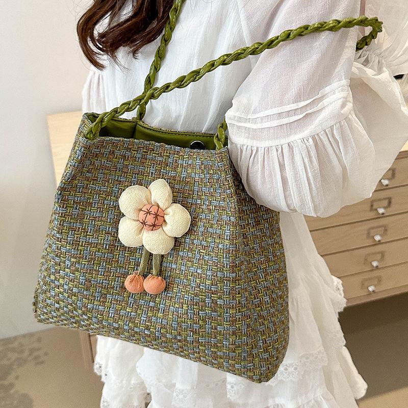 Large Capacity Straw Woven Tote Bag for Women - Summer Versatile Shoulder Beach Crossbody Commuter Bag