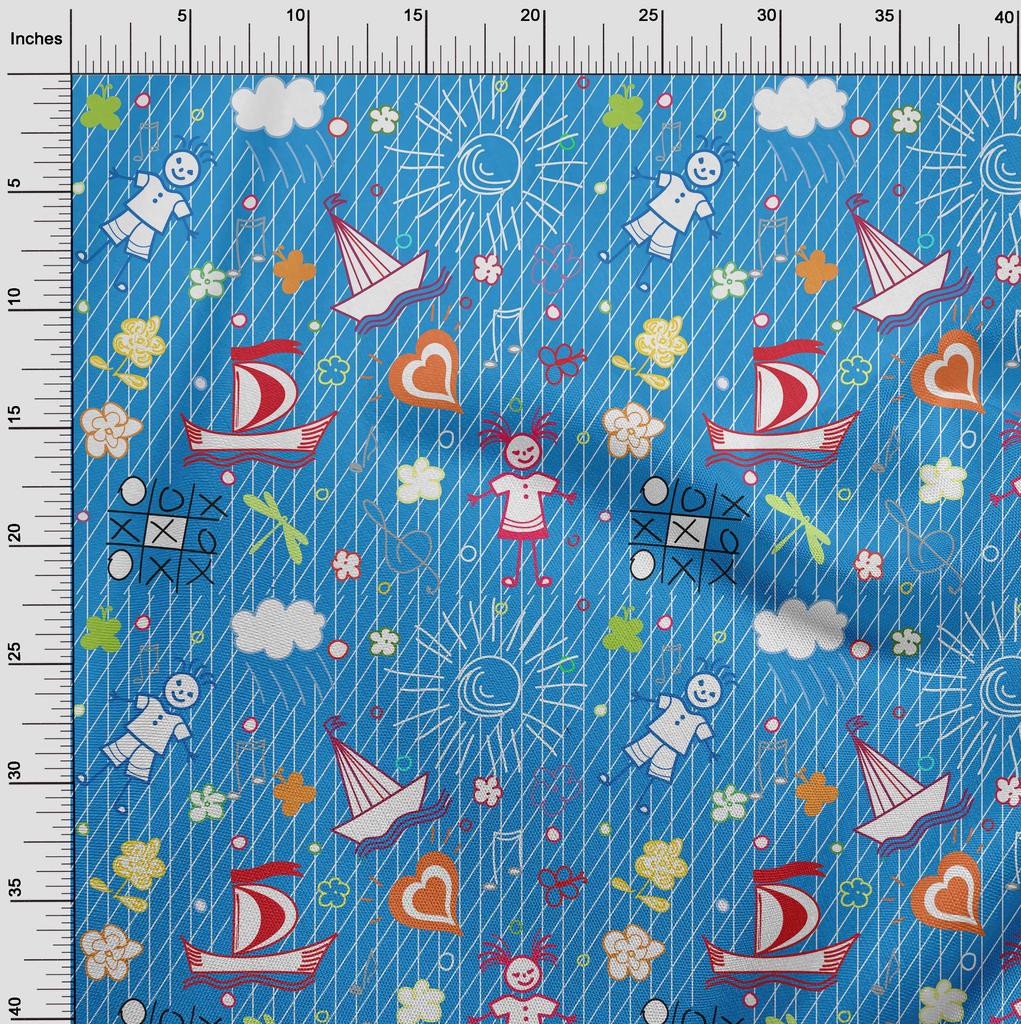 oneOone Cotton Flex Blau Stoff Kinder Nähen Material Druck Stoff Meterware 40 Zoll