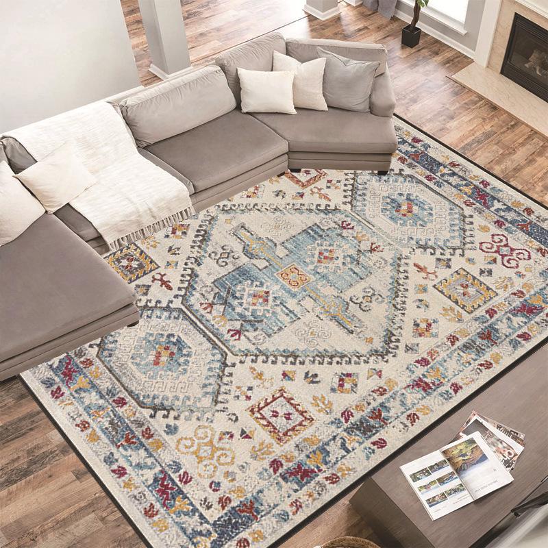 Persian Crystal Carpet Living Room Wear-Resistant And Easy-To-Take-Care Floor Mat Bedroom Dirt-Resistant Ethnic Style Decorative Mat