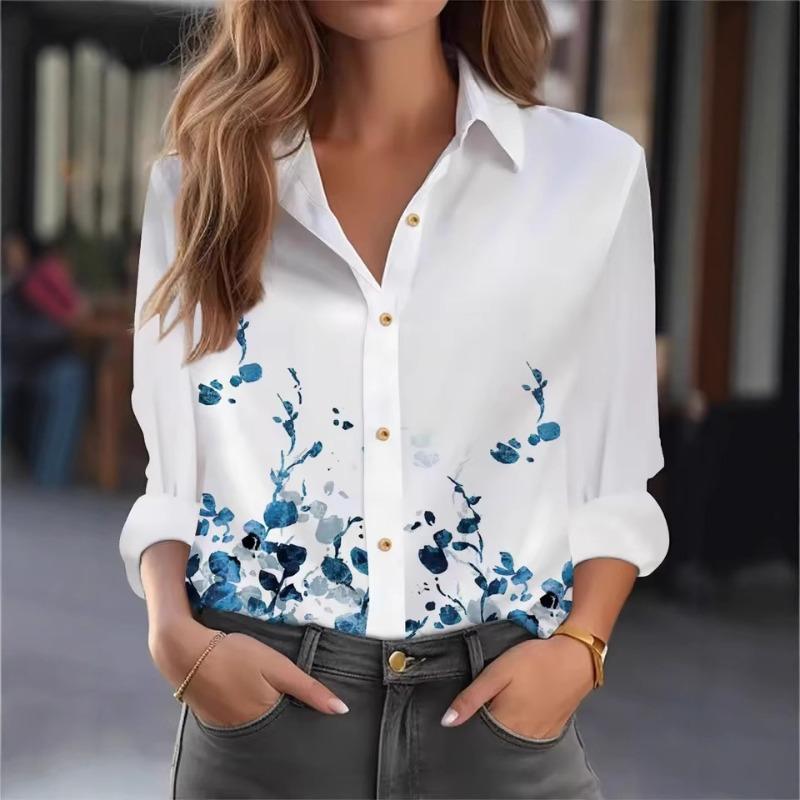 Fashion Casual Long Sleeve Women's Shirt Versatile Loose Shirt Femininity Printed Top