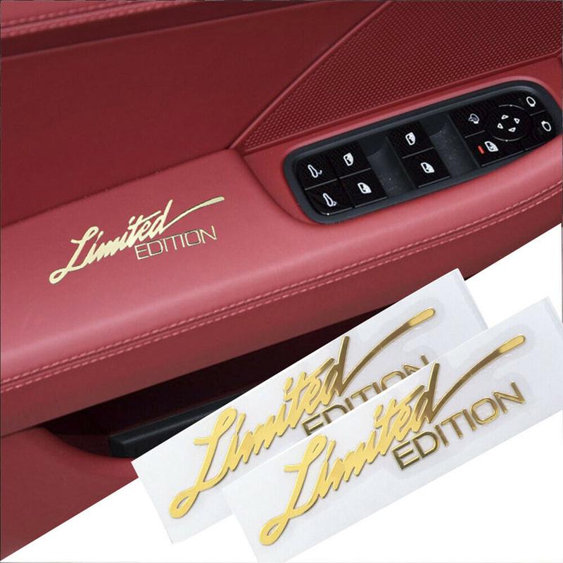 2pcs Car Sticker 3D Gold Body Emblem Badge Metal Sticker Decal Car Accessories Motorcycle Decals Limited Edition Logo Sticker