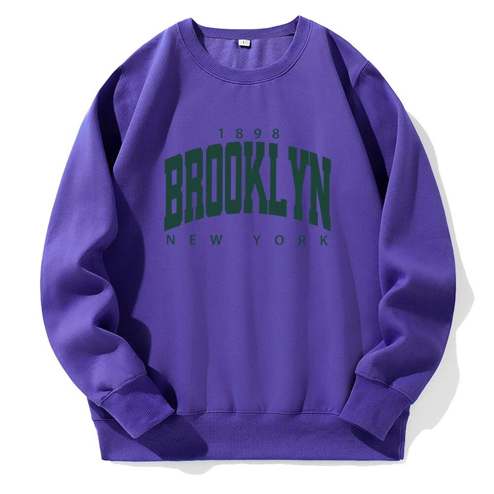 Brooklyn 1898 New York Letter Print Unisex Fleece s kapucí Měkký teplý svetr Móda Klasické Mikiny Sportovní Originální Mikiny s kapucí do O-Neck
