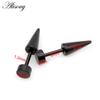Alisouy 2pcs Unisex Gothic Punk Stainless Steel Cone Spike Rivets Dumbbell Barbell Piercing Men Women Screw Ear Stud Earrings