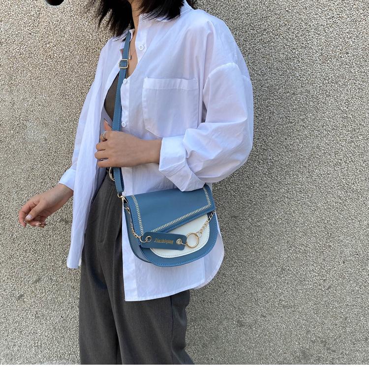 SCIONE Net Celebrity Ins Hit Color Texture Bag Women 2020 All-match Single Shoulder Crossbody Saddle Bag