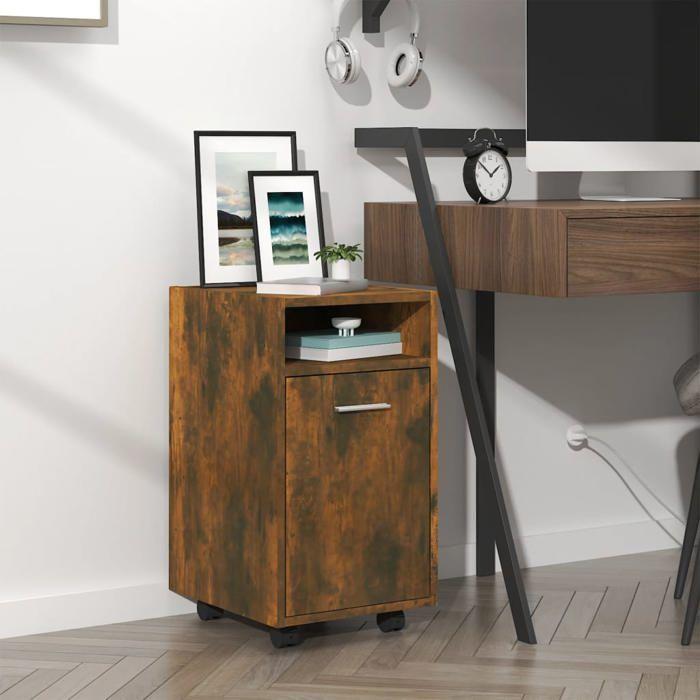 VidaXL Armoire appoint à roues Chêne fumé 33x38x60cm Bois d'ingénierie815852