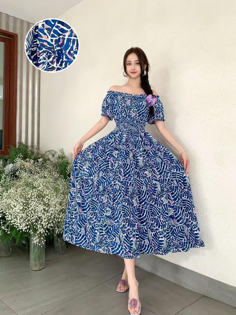 Off-Shoulder One-Neck Cotton Silk Dress Children's Summer Dress Bohemian Island Vacation Dress Travel Beach Dress