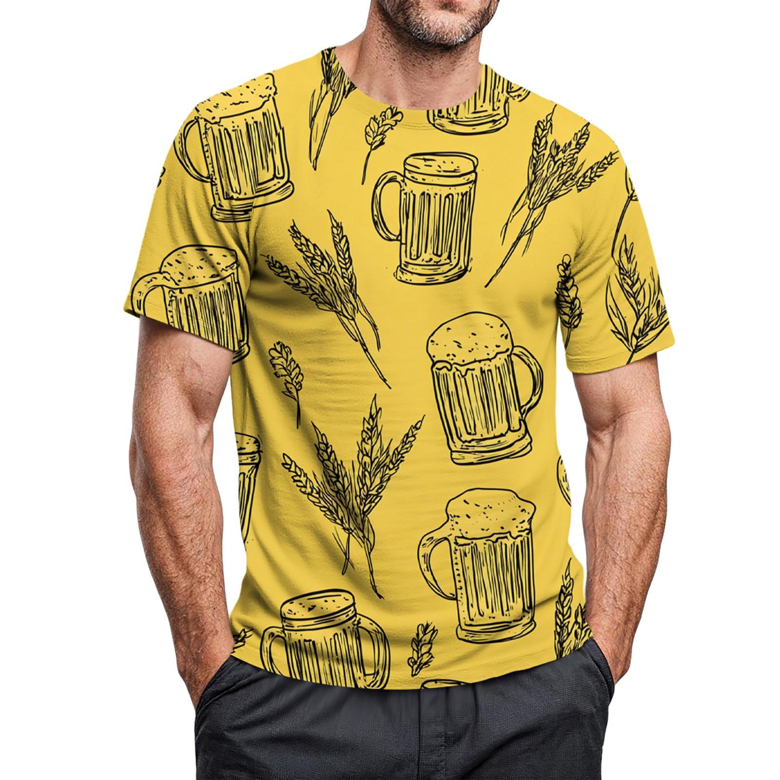 

Мужская повседневная футболка с круглым вырезом и короткими рукавами с принтом XL жёлтый