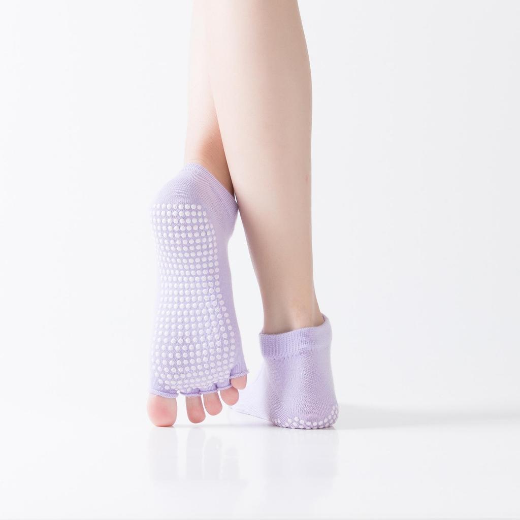 Women's Open-Toe & Open-Back Anti-Slip Yoga Socks with Five-Finger Design