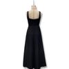 Women's Elegant Color Square Neck Sleeveless Fitted Waist Suspender Dress