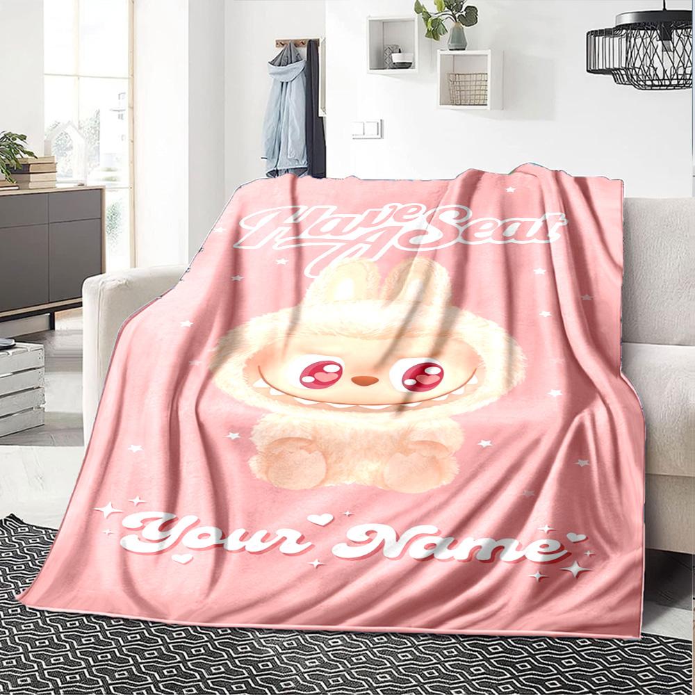 Labubu Personalized Name Blanket Multi-purpose Customizable Blanket Durable Comfort for Home Decor Office Office Chair Living Room for All Occasions