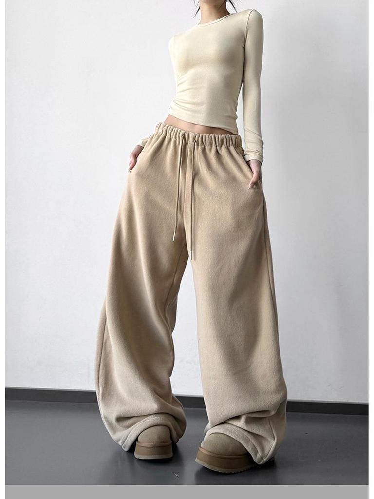 Women’s High-Waisted Wide-Leg Fleece Sweatpants - 2025 Winter Style