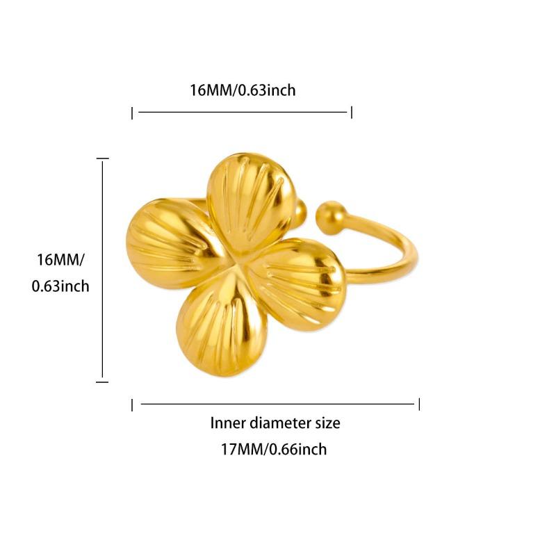 Stainless steel gold-plated geometric star flower ring women's high-end sense niche ring titanium steel hand jewelry