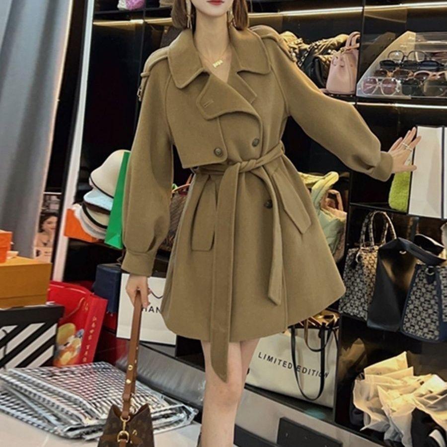 

Женское стильное свободное шерстяное пальто средней длины - Осень/Зима Корейская мода 2XL (recommended for 145-160 jin) верблюд