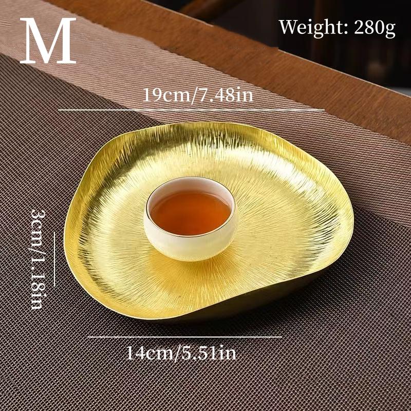 Lotus Leaf Flower Texture Shape Brass Coffee Cup Tray,Retro Teacup Saucer Home Cheese Food Plate,Snack Disc Table Decoration