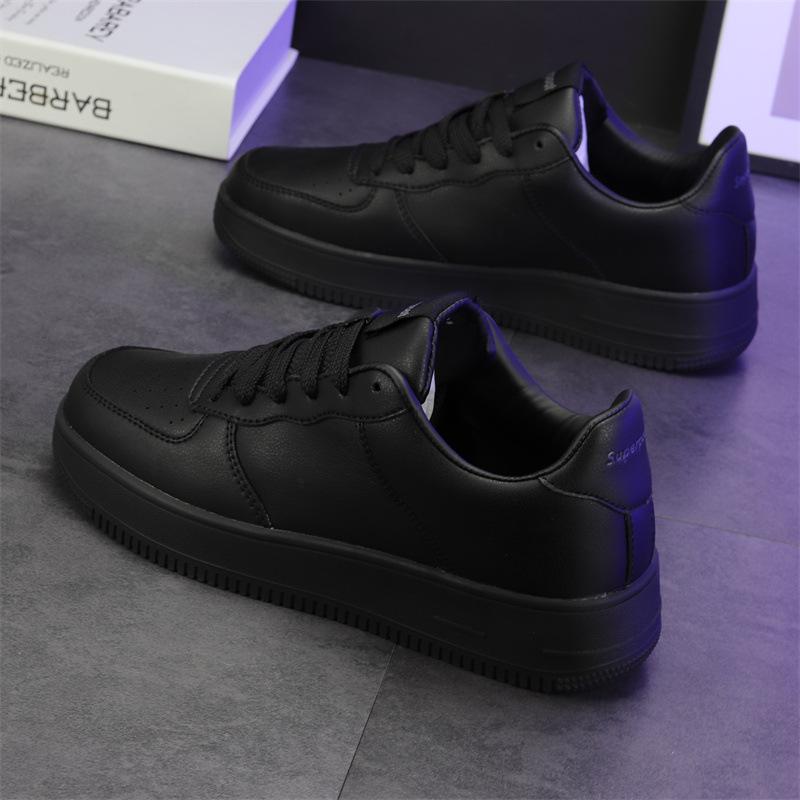 Black shoes board shoes men's and women's spring and autumn 2025 new thick-soled heightening white shoes sports and leisure single shoes trendy men's
