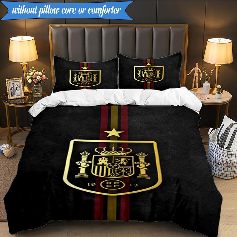 Spain National Football Team 3pcs Bedding,Including 1pc Duvet Cover And 2pcs Pillowcases Perfect for Christmas,Ideal for Bedroom, Dormitory