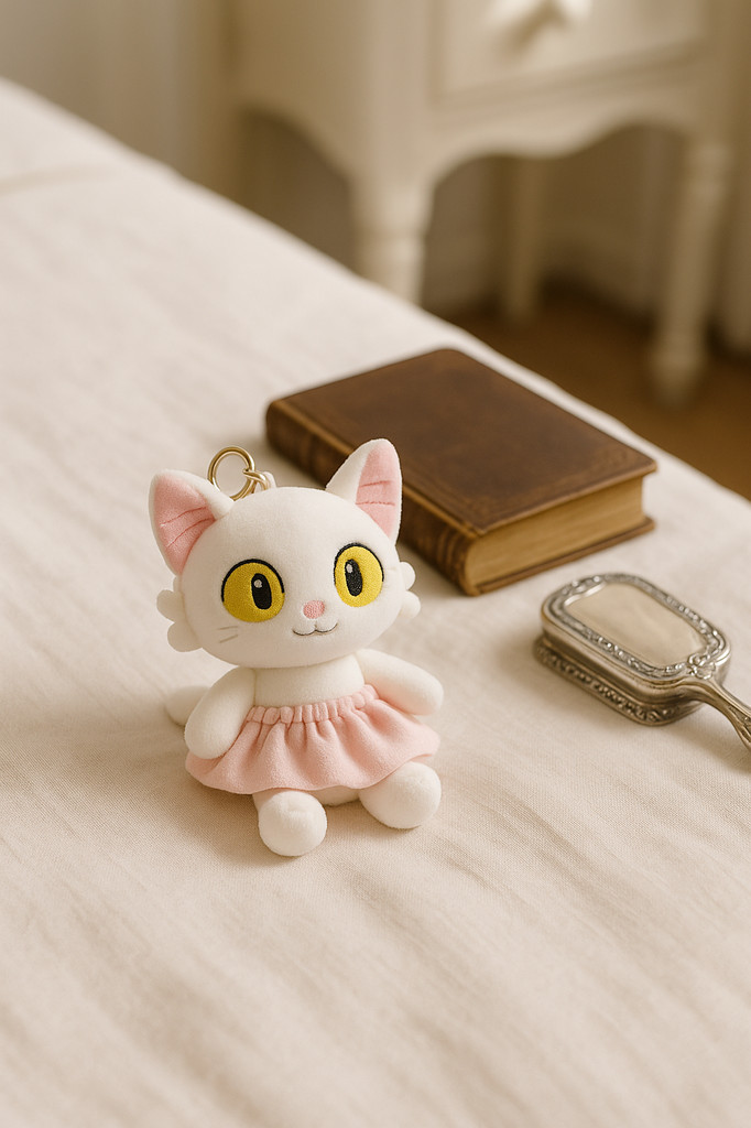 12cm Cute Little Pendant Plush Toy Doll White Cat Backpack Bag Ornaments Key Chain Doll