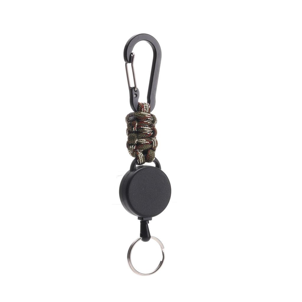 Outdoor Paracord Weaving Retractable Keyring with Easy-Pull Elastic Anti-Lost Steel Wire Buckle