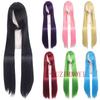 100cm synthetische lange gerade Cosplay-Perücke mit Pony Hitzebeständiges Haar Anime pinkblond rotlila Damen wi