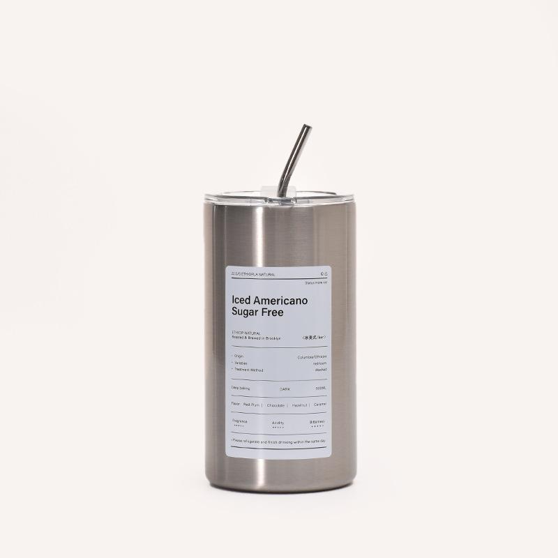 A 304 Stainless Steel Iced Americano Coffee Cup Vacuum Insulated Straight Straw Tumbler for Home Office Portable Use