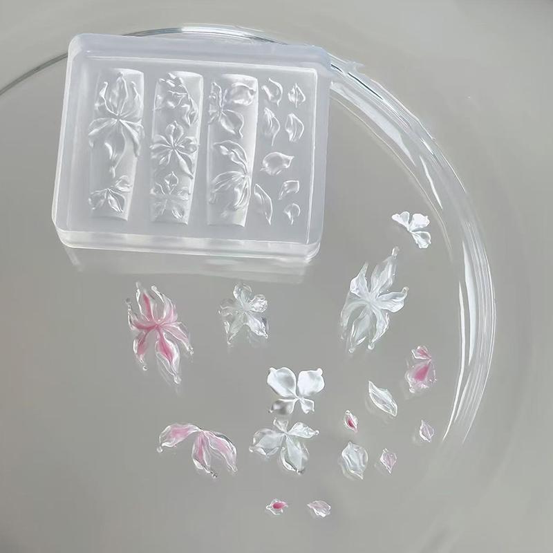 1 Pcs Nail Art Mold Lily Flower Sea Shell Conch Coral Starfish 3D Acrylic Nail Mold Nail Decorations DIY Silicone Manicure Mold