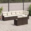 Garden Sofa Set with Cushions 8 pcs Brown Poly Rattan