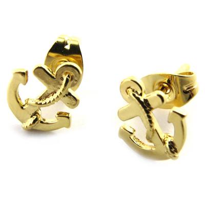 [M6973] - Gold Plated 'Marine Anchor' Earrings