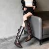 Fashion Shoes for Women 2024 High Quality Slip-on Women's Boots Fashion Belt Buckle Knight Boots Sexy Pointed Toe Solid Knee-High Boots