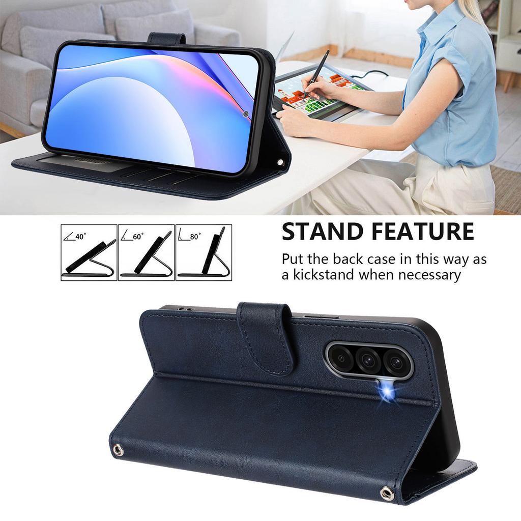 For Samsung Galaxy A36 5G/Galaxy A56 5G Wallet Case RFID Blocking Calf Texture Leather Stand Phone Cover with Strap