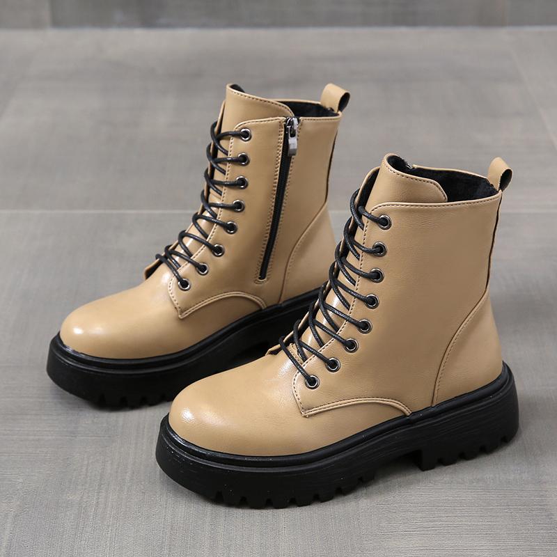 New Fashion Solid Color Round Toe Comfortable and Versatile Women's Boots for Winter Warmth and High Quality Zapatos