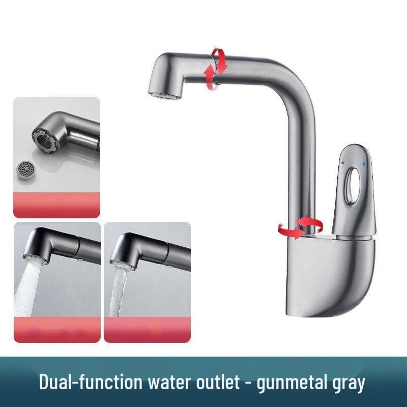 TLXT Gunmetal Grey Rotatable Hot & Cold Basin Faucet