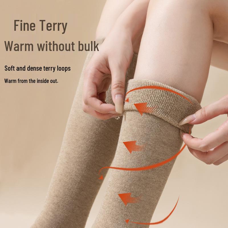 Women's Anti-Pilling Winter Compression Calf Socks - Thick Terry, Slimming, Versatile, Leg-Beautifying Design