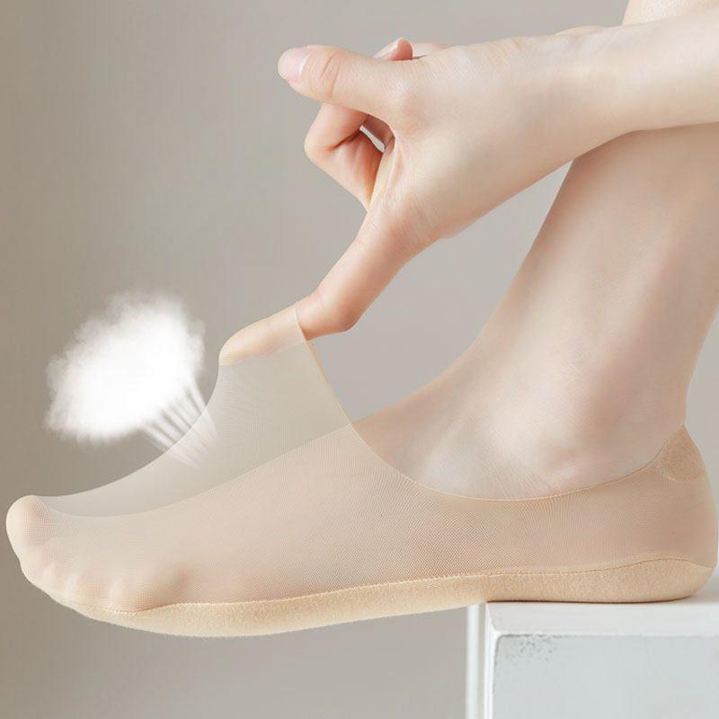 2 Pairs Silicone Anti-slip Invisible No Show Socks Summer Ultra-thin Breathable Sock Slippers Ice Silk Low Cut Boat Socks