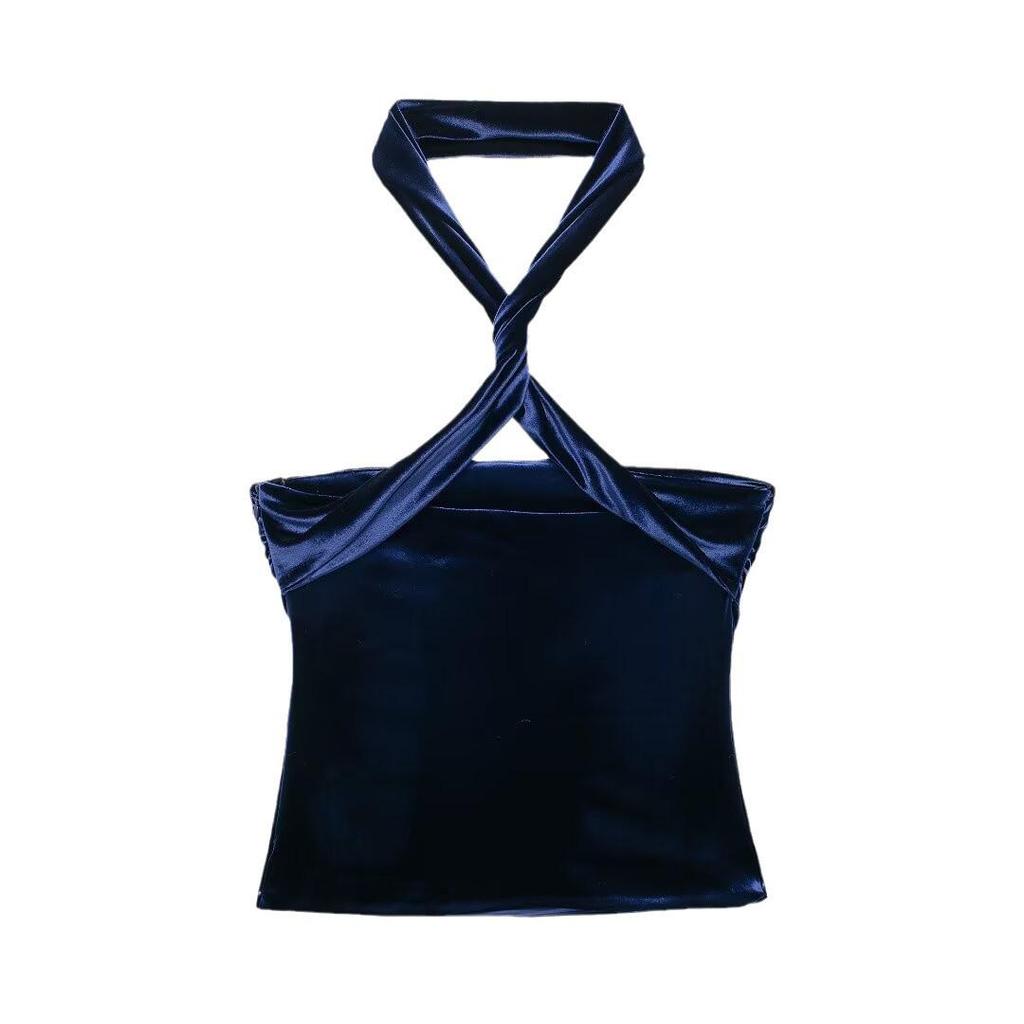 2024 Winter Women's Fashion: Sexy Halter Neck Tencel Velvet Camisole