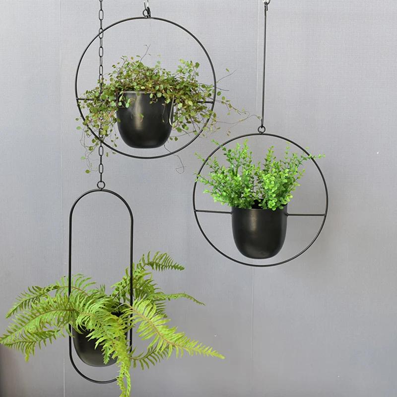 Wrought Iron Hanging Planter European Style Hydroponic Flower Pot for Spider Plants Succulents Vintage Balcony Garden Decor