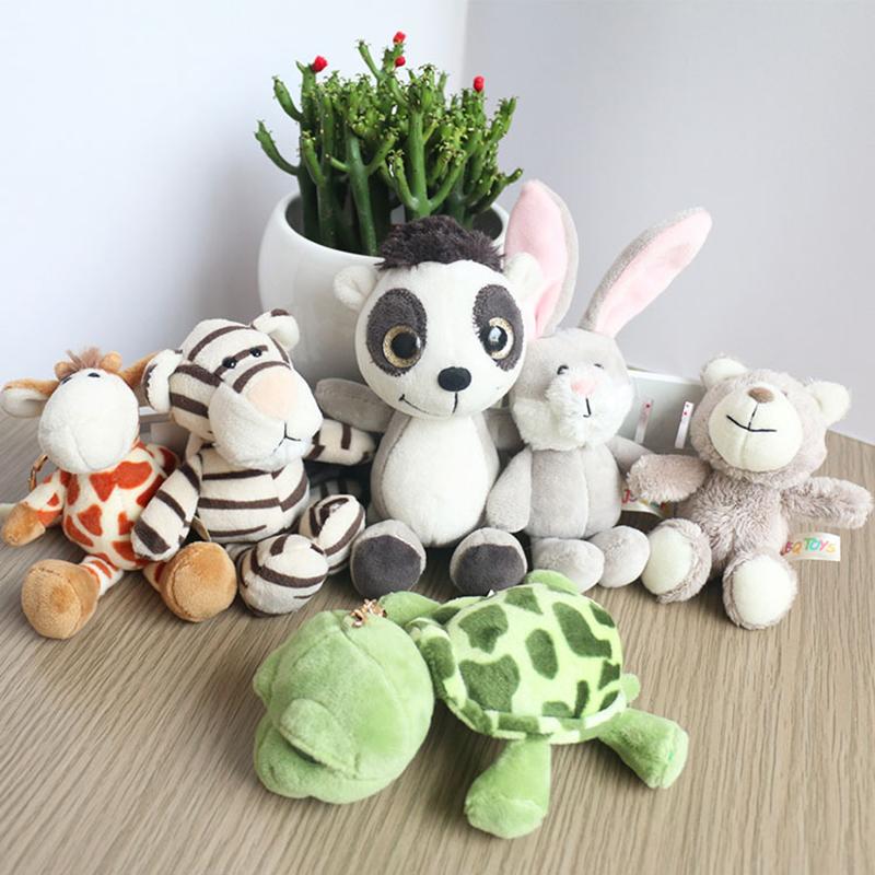 Cute Cartoon Animal Plush Keychain Elephant Turtle Lion Wolf Hippopotamus Koala Raccoon Tiger Cat Deer Bear Plush Soft Toy Girl