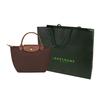 Longchamp Le Pliage Original Minimalistisch Pendler Logo Strukturiertes Nylon-Canvas und Leder Knödel-Tragetasche Klein Damen-Tragetaschen Ebenholz 1621089P81